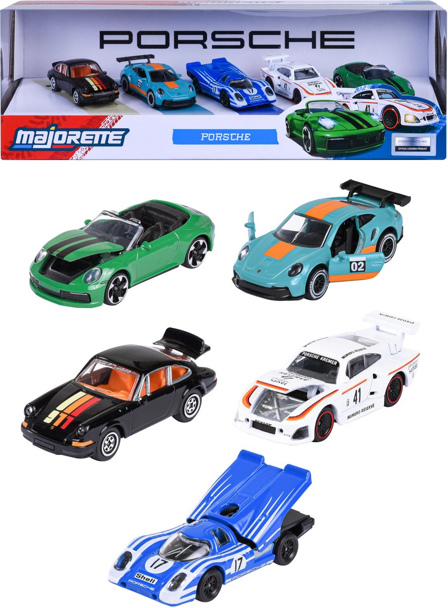 Geschenkdoos Porsche modelauto's 5 stuks - die cast metaal schaal 1:64 - 8502105002