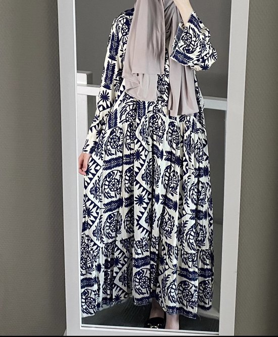 Maxi Jurk Dames met Lange Mouwen – Luchtige Boho Jurk met Print