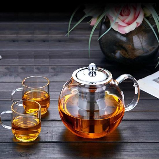 Élithé Glazen Theepot met Filter en Warmhouder - Theekan - Theepot Glas - Teapot - Tea Maker - 1.5 Liter - Brons Élithé Glazen Theepot met Filter en Warmhouder - Theekan - Theepot Glas - Teapot - Tea Maker - 1.5 Liter - Brons