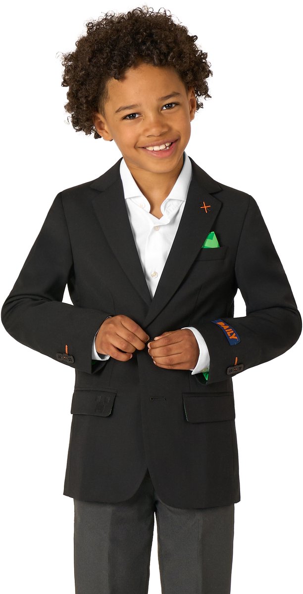 OppoSuits Daily Jongens Minecraft Blazer - Kids Jasje - Overworld - Zwart - Maat 122/128