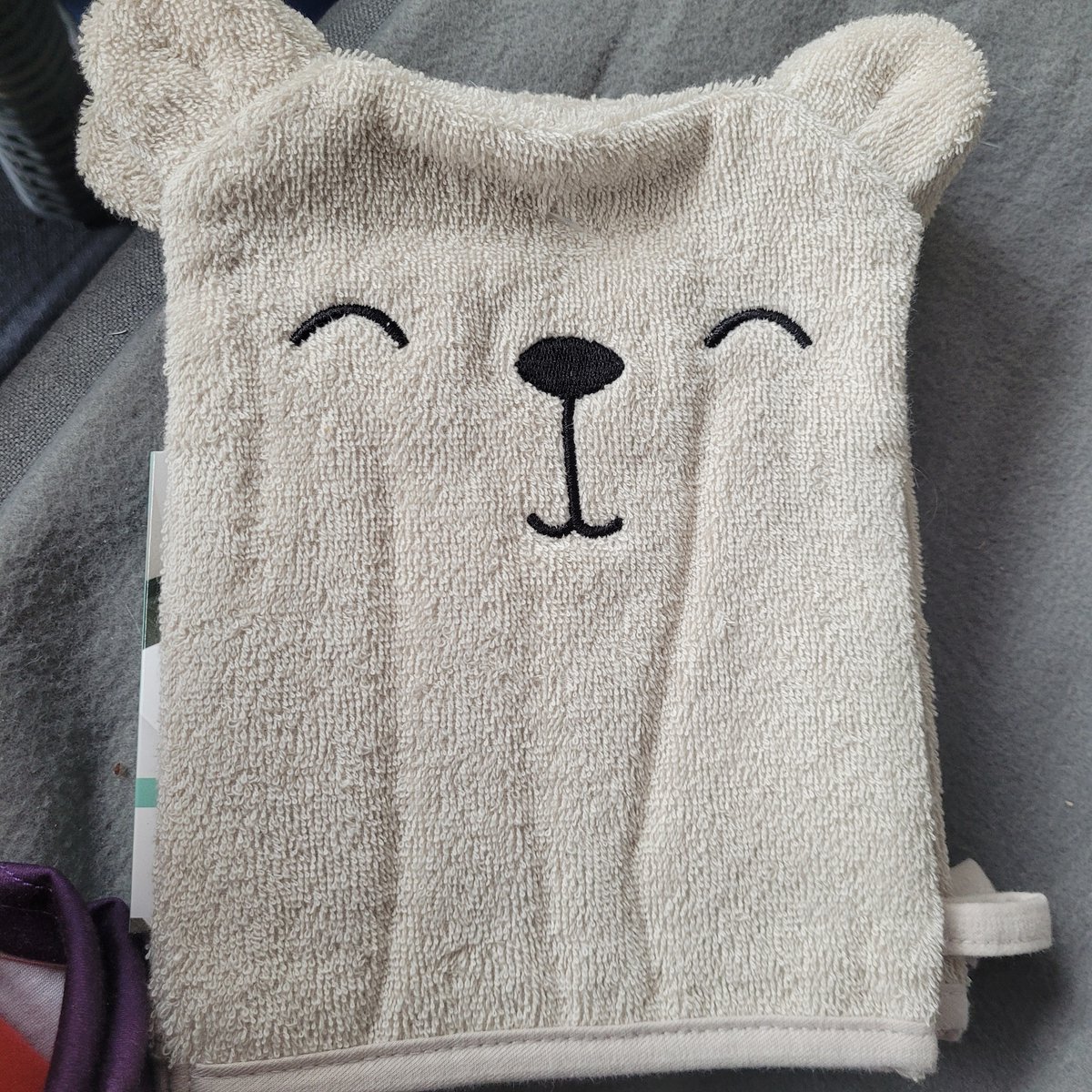 Image of 2 x baby Washandjes - dier - beer - crèmekleurig - 100% katoen