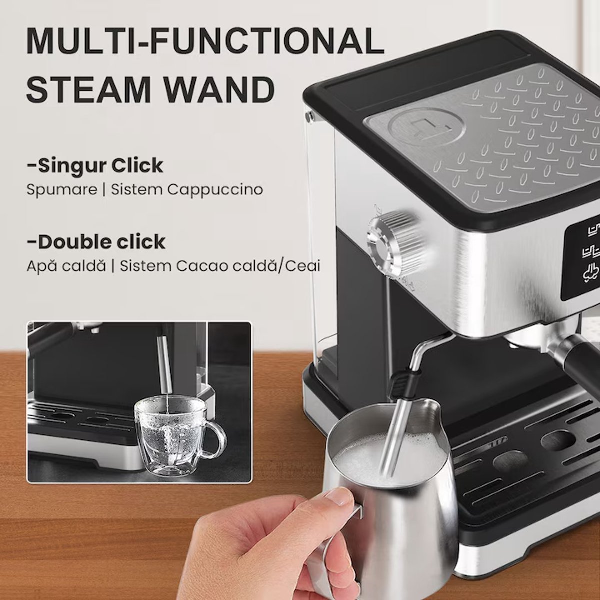 Afbeelding 2 van BLOSSOM Espressomachine - Koffiemachine met Automatische - Melkopschuimer - Touchscreen - Pistonmachine - Zwart