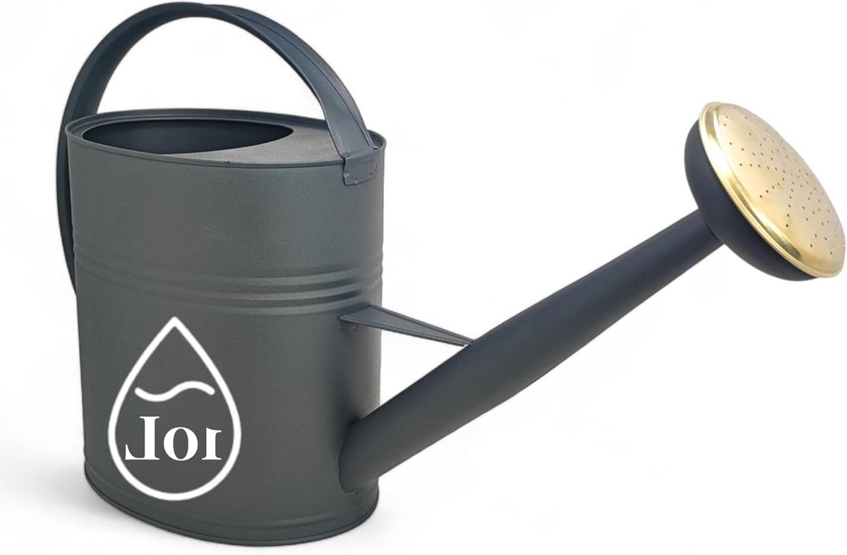 Gieter van metaal 10 liter met afneembare gietkop vintage gieter voor de tuin kleur: antraciet - LIVLIG