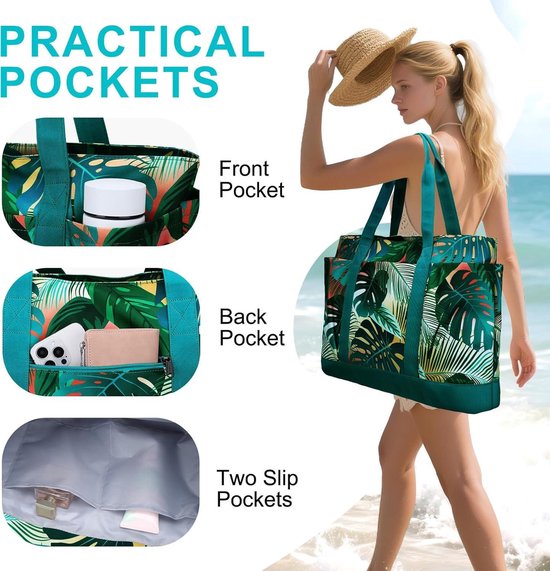 SilverChry Extra Grote Nettas – Opvouwbare Strandtas Met Ritssluiting & Verstelbare Schouderriem, Geschikt Voor Duiken, Zwemmen & Sport