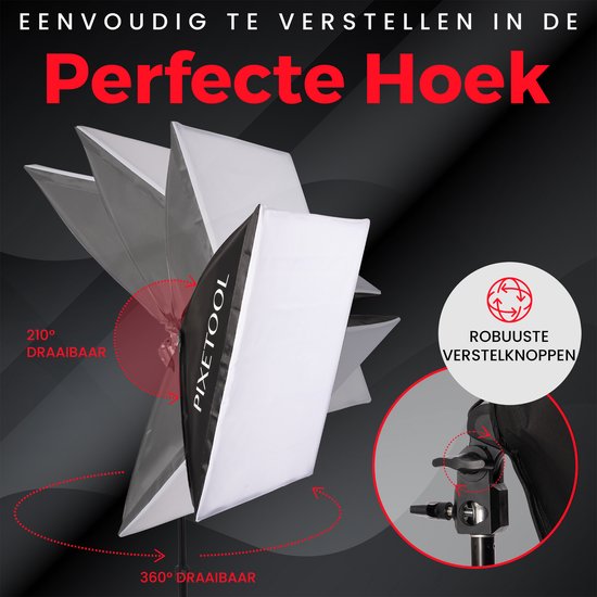 Pixetool Softbox Fotostudio Set 50 X 70cm Inclusief Flitsparaplu Studiolampen Led Lampen 4800 Lumen 3000 6000k 2m Verstelbaar Statief 1187431588