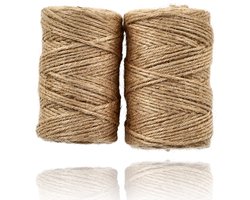 Jute touw 2x 74 meter - Natuurlijk Jute koord 3mm dikte - Bruin Bindtouw - Ideaal voor DIY, Tuin en Verpakking