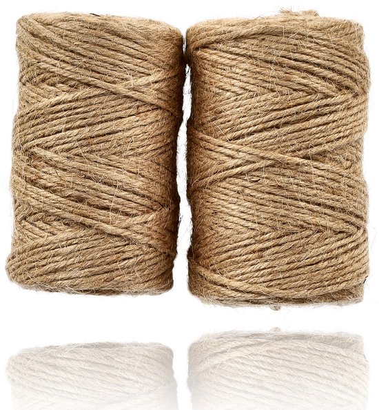 Jute touw 2x 74 meter - Natuurlijk Jute koord 3mm dikte - Bruin Bindtouw - Ideaal voor DIY, Tuin en Verpakking