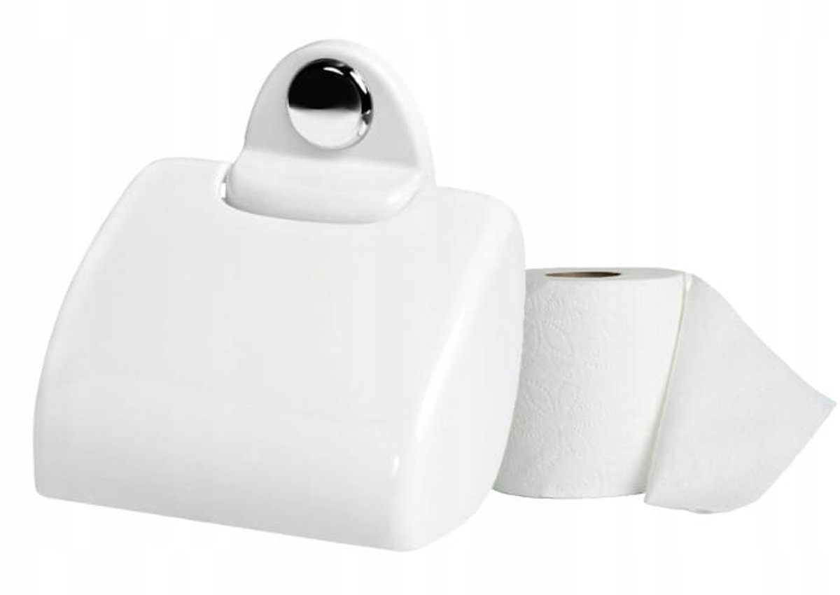 Bisk Sandra Serie - Toiletrolhouder - Wit - Klapje - Klassiek Design