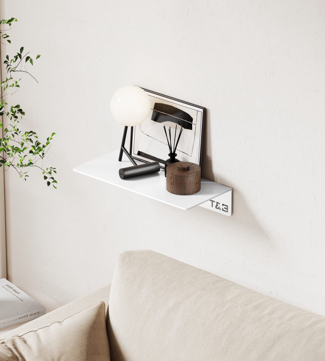 Nortiq T&B Wandplank / Planchet - mat wit - 20 cm