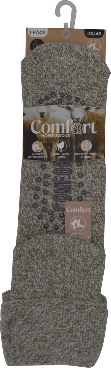 Extra warme wollen huissloffen - heren sloffen mét antislip - BEIGE-39/42