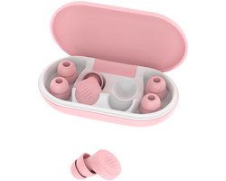 Oordopjes voor het slapen, 45 dB ruisonderdrukking, herbruikbare zachte siliconen ergonomische oordopjes, 4 maten (XS/S/M/L), geschikt voor slapen/reizen/concentreren, roze