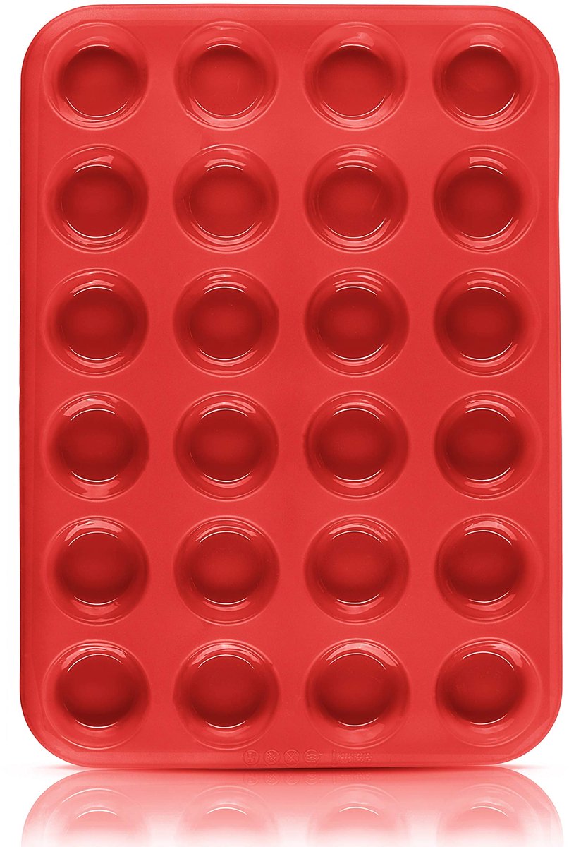Ibenzoa® Muffinbakvorm van siliconen voor 24 mini muffins met antiaanbaklaag en rood ontwerp