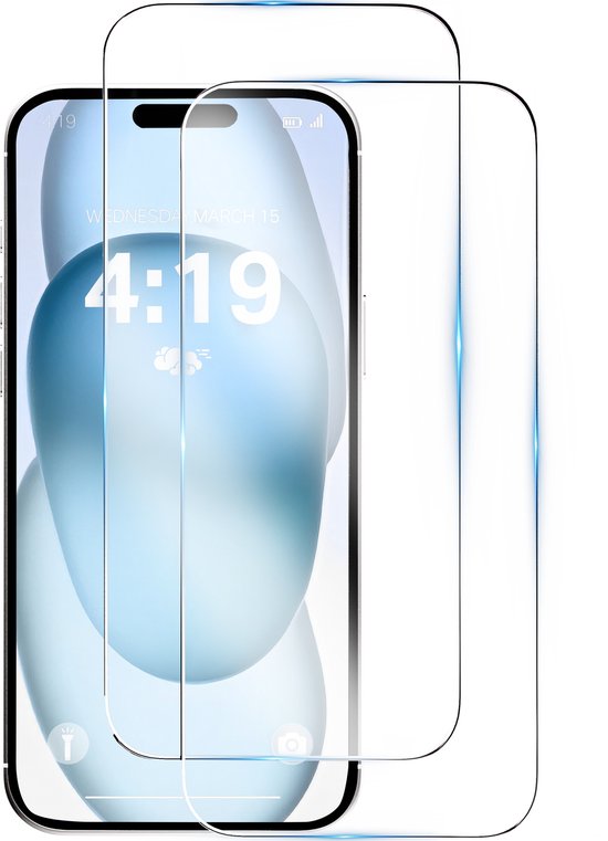 Screenprotector - 2 stuks - Geschikt voor iPhone 15 / 15 Pro Tempered Glass - Extra Sterk – beschermglas