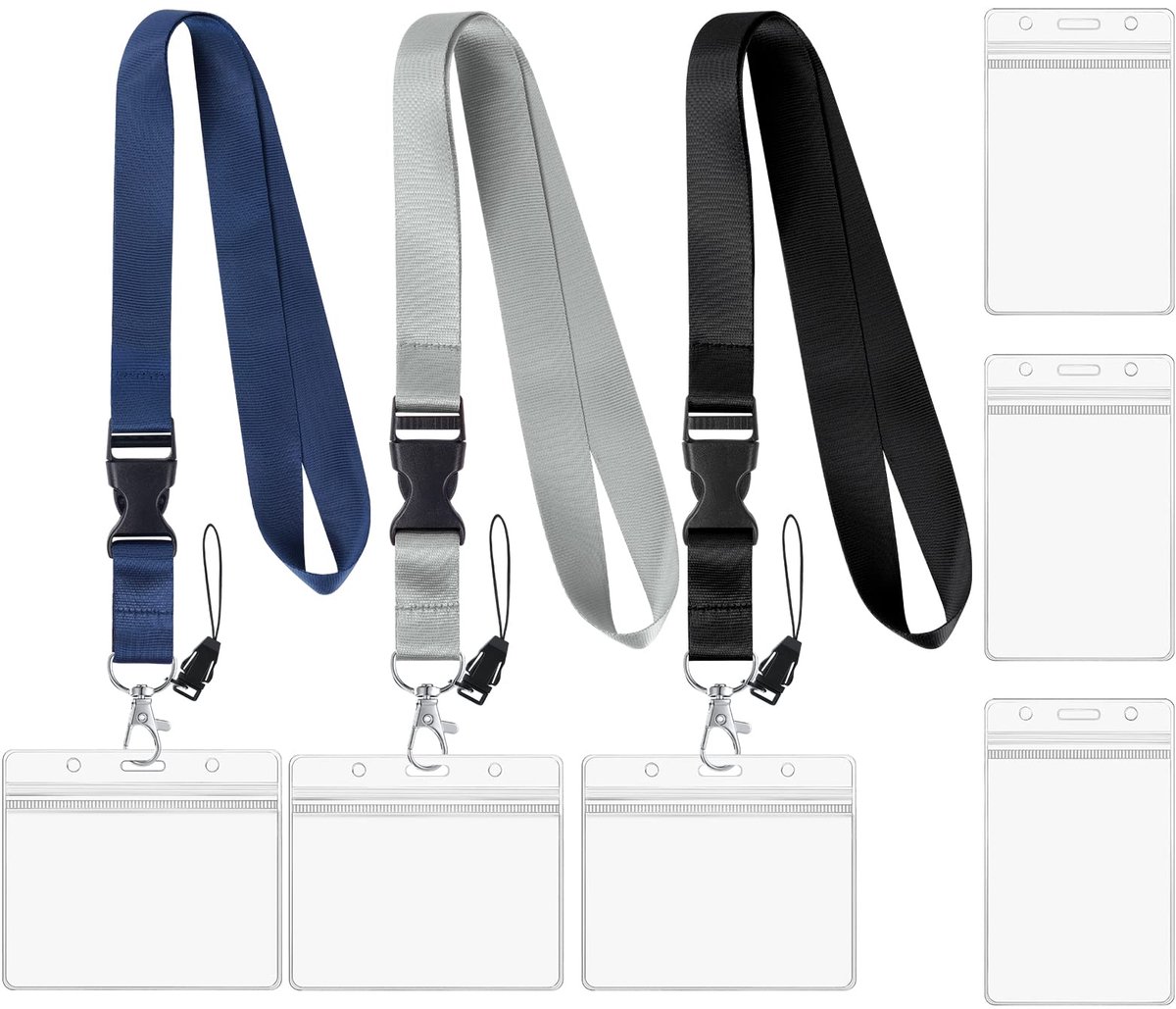 Ibenzoa® Sleutelkoord Set met Nekkoord en ID-Hoezen voor Diverse Gebruiken en Evenementen