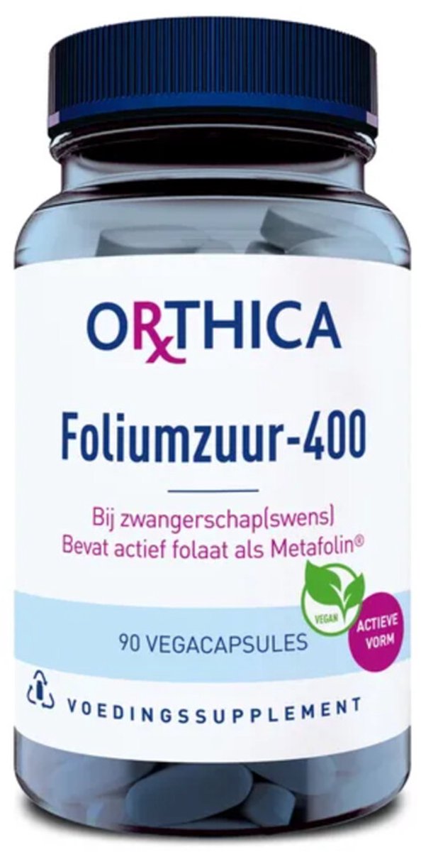 Goedkoopste Orthica Foliumzuur-400 - voor en tijdens zwangerschap - 90 vegacapsules