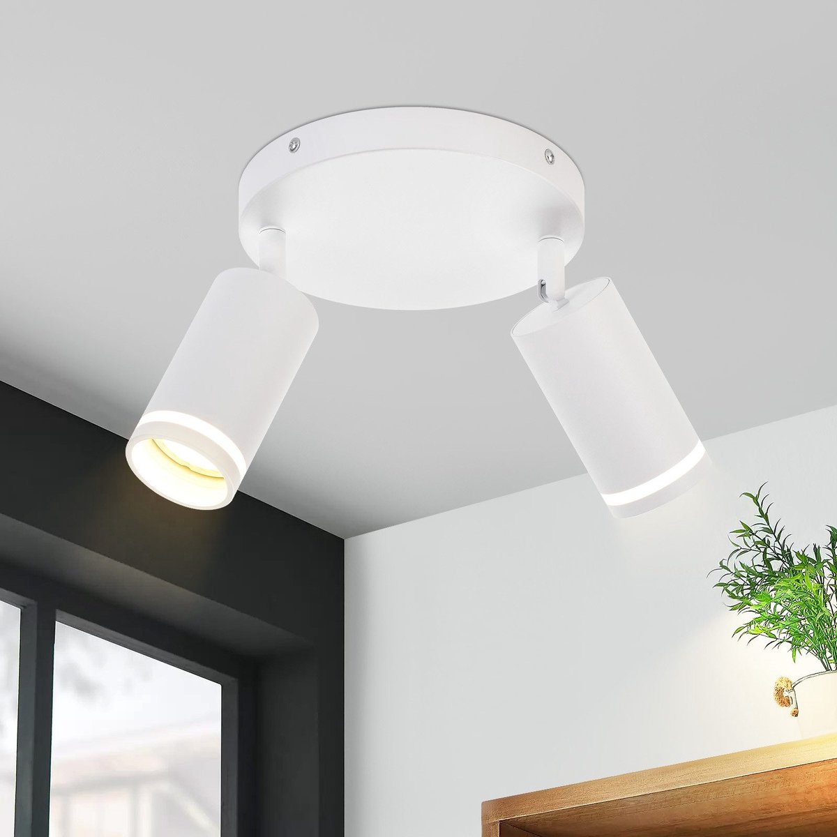NETTLIFE Opbouwspot GU10 - wit - L 20cm - Moderne Plafondlamp - 355° draaibaar Plafondspot
