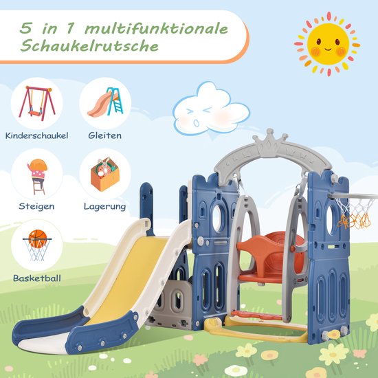 Toboggan enfant multifonction cheval à bascule avec panier de basket et balle, jeu d'intérieur pour tout petit design animal - Jeux - Jouets