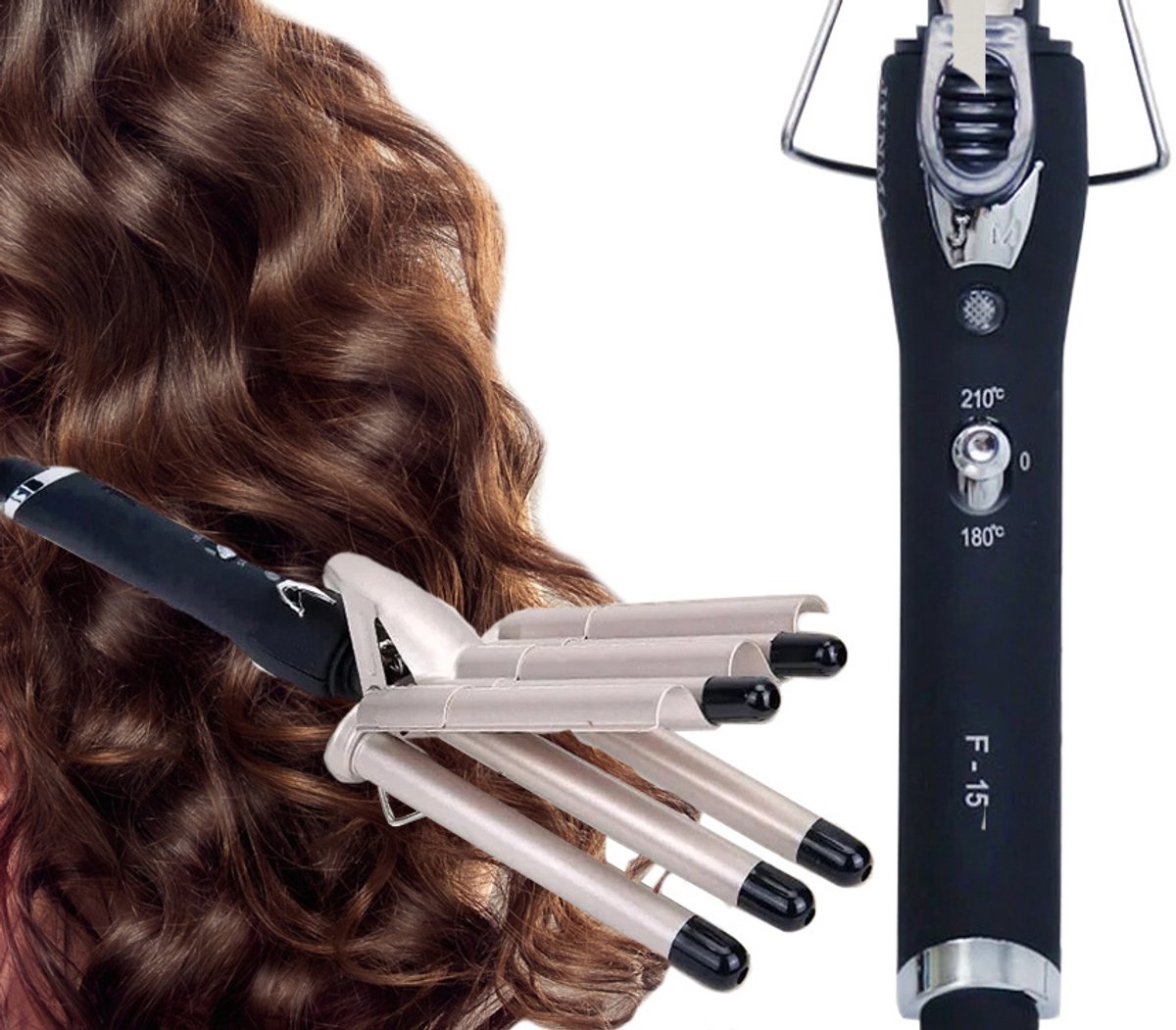 Professionele Haar Waver – Triple Krultang – 2 Temperatuurstanden – Keramische Coating – Golvenkrultang – Goudkleurig – wafeltang haar – wave krultang - 46297 thumbnail 5