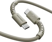 Fresh ‘n Rebel FlexWave USB-C naar USB-C Oplaadkabel - Extra lang (2m) - Siliconen gevlochten kabel - Ultraflexibel - 100W - Dried Green