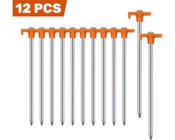 12 stuks - 18 cm oranje tentpinnen - geschikt voor kamperen in de buitenlucht - winddichte pinnen voor kamperen, strand en tentbevestiging - duurzaam en sterk voor losse of zanderige oppervlakken