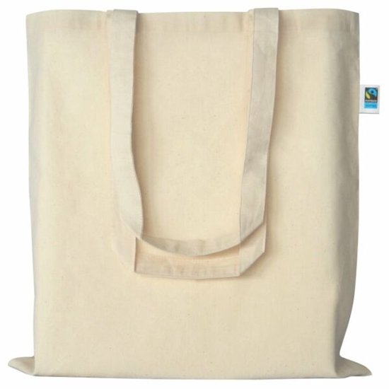 20 stuks Katoenen draagtas-Tote bag Fairtrade met lange hengsels, kleur Ecru