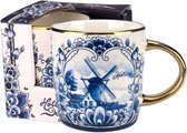 Mokken - Set van 2 - 250 ml - Mokken Delfts blauw - Molen - Holland souvenir - Hollandse cadeautjes
