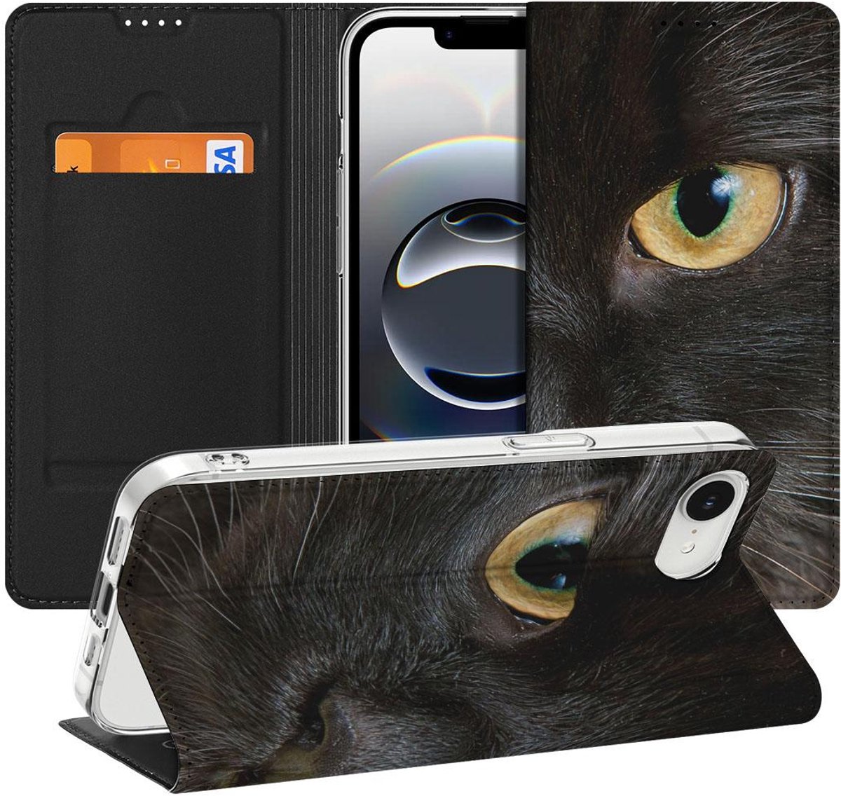 Apple iPhone 16e/17e Hoesje maken Zwarte Kat