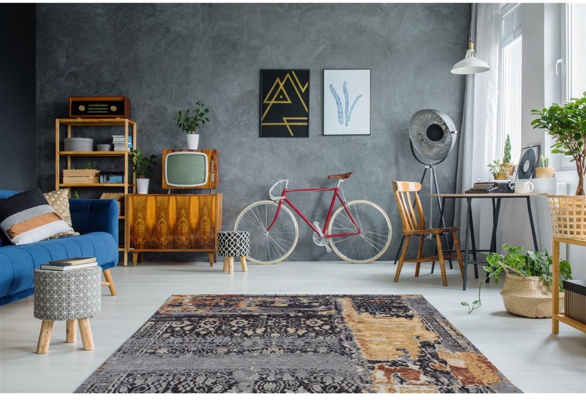 Yolo-deals - Vloerkleed/Tapijt - Blaze 500 Multi - (115x170cm) - Blauw