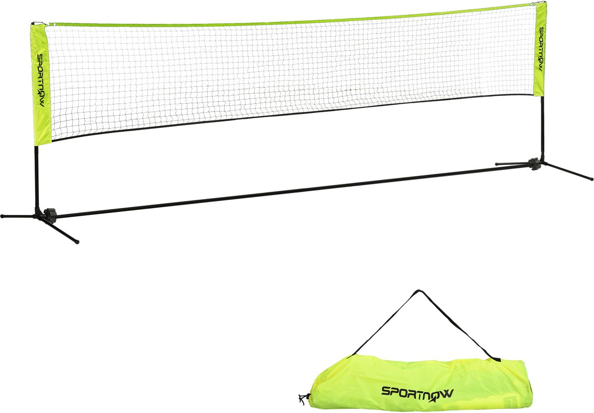 SPORTNOW-Metall, Oxfordstoff-Gelb-420L x 103B x 107-155H cm-Badmintonnetz