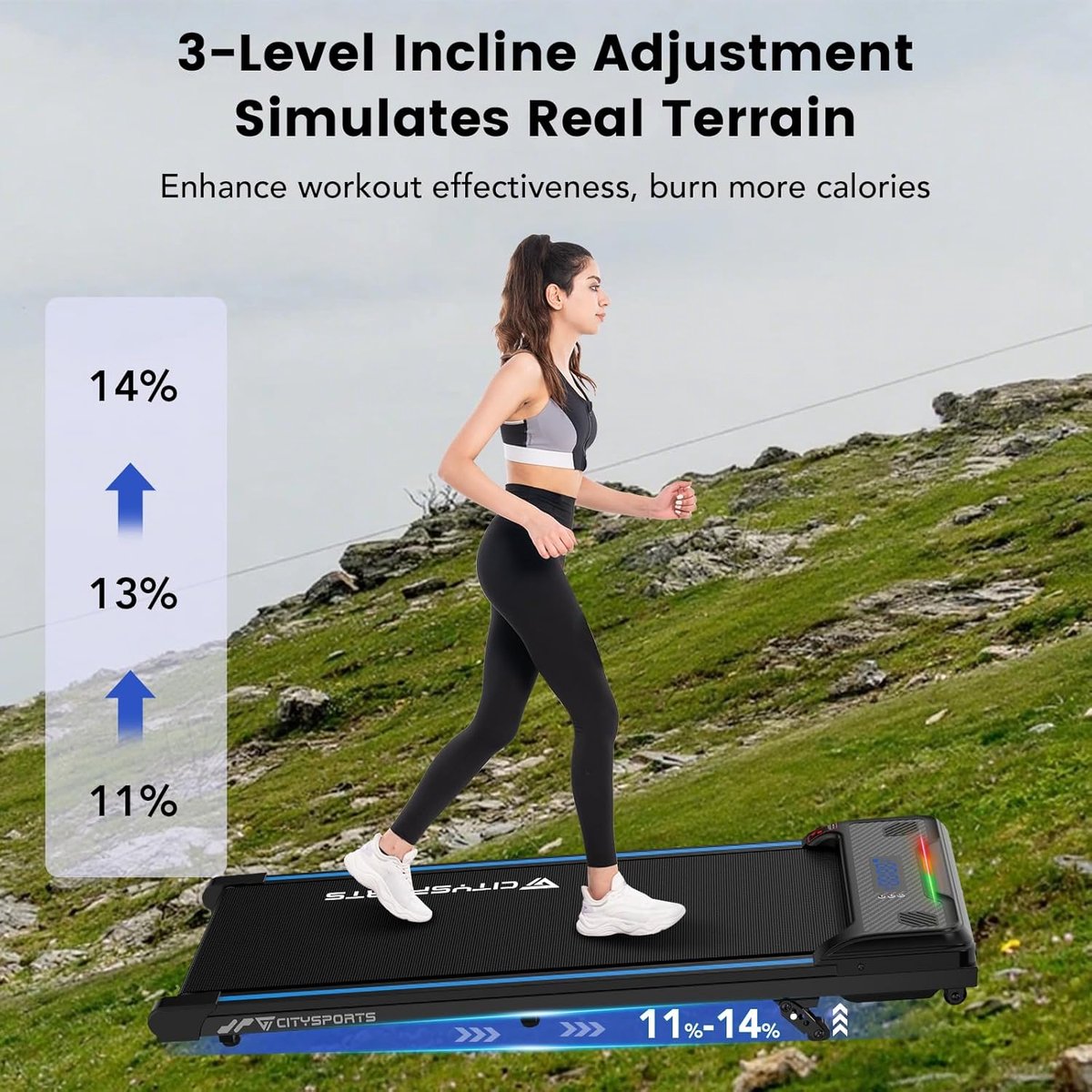 Afbeelding 2 van CITYSPORTS Loopband - Wandelband - Elektrisch Loopband - Fitness - Walking Pad - 1~6km/h - 120KG - Incl. Afstandsbediening