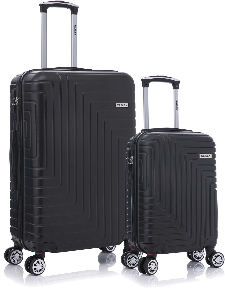TRALEX - Luminara - 2 Delig kofferset - Kleine Set 27L&73L - Kleine handbagage - 27L - 51x34x20cm - Medium koffer - 73L - 71x46x26cm - ABS - Harde schaal - TSA-slot - Lichtgewicht - Flexibel - Duurzaam - Dubbele (rubberen) spinnerwiel Zwart