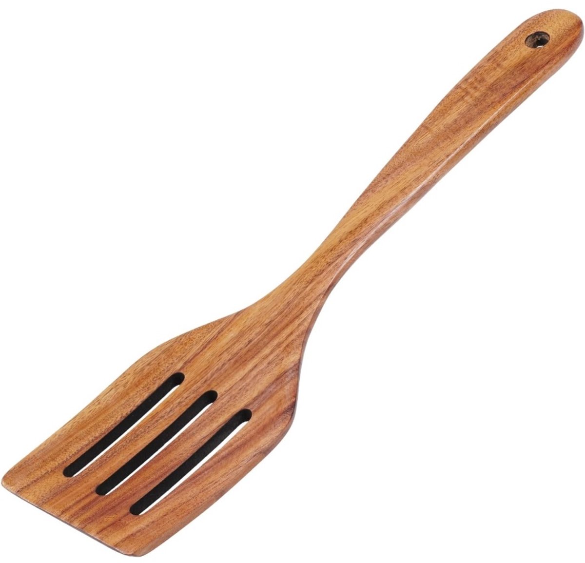 Daity 1 pack - Houten spatel met gleuf - Voor koken - Anti-aanbak teakhouten spatel met gleuf - Platte houten kookspatel - Voor frituren, keukengerei, pannenkoekspatel