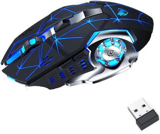 NAXSIR Draadloze Gaming Muis - Bluetooth 5.2 & 2.4GHz Dual Mode - 1600DPI Instelbaar - 168Uur Batterij - RGB Verlichting & Stille Knoppen (USB-C Oplaadbaar)