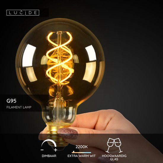 Lucide G95 filament lamp – dimbaar – E27 – 4,9W – amber