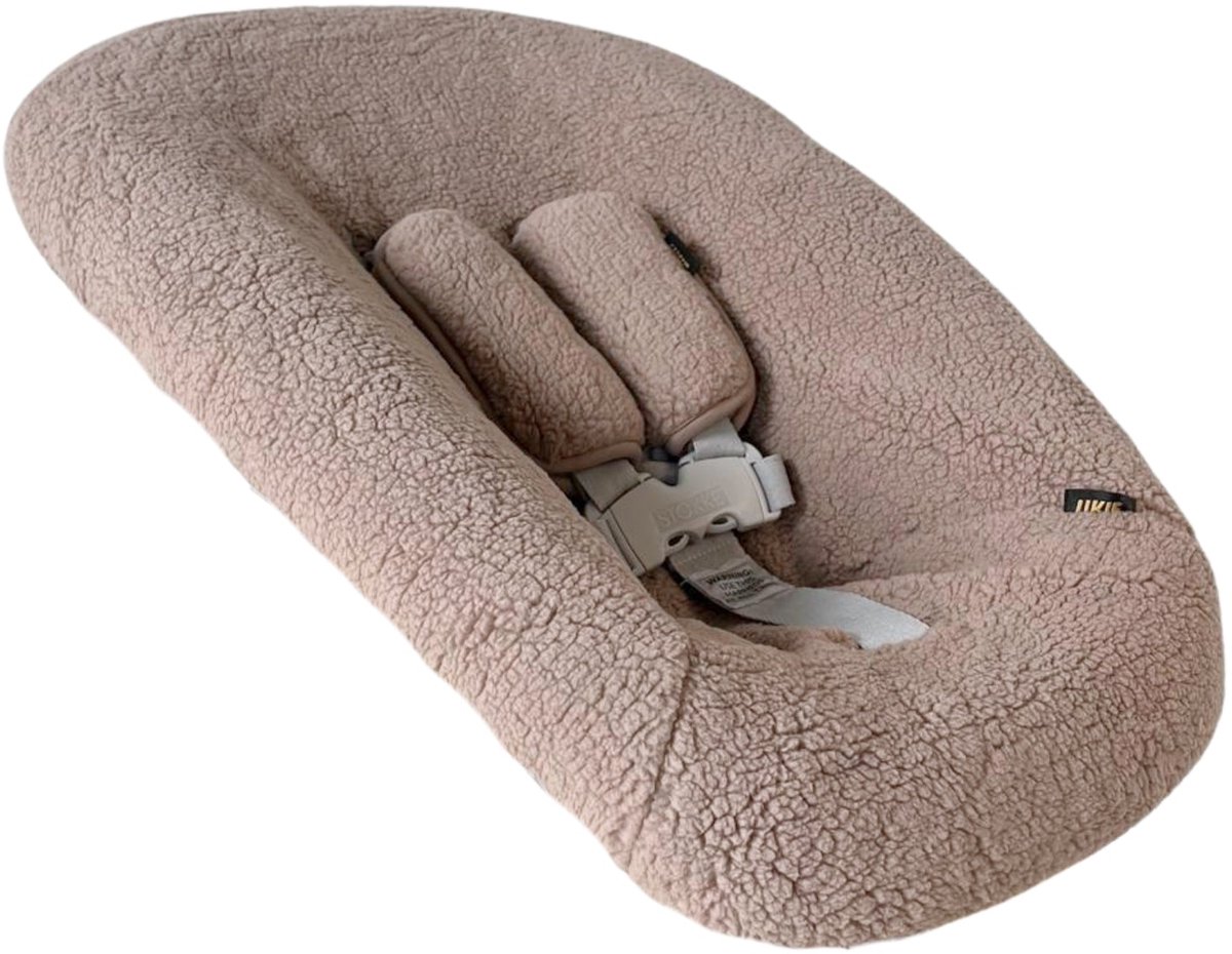 Ukje Newborn Hoes Tripp Trapp - Voor Stokke Kidsmill Novi Newborn Set - Veilig getest Oeko-Tex - Waterdichte binnenkant - Met Gordelbeschermers - Taupe teddy