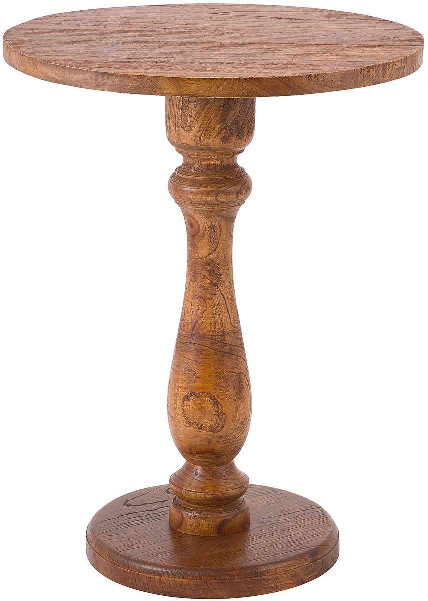 CLP Adamsville Bijzettafel - rond - hout - 50 cm diameter - voor woonkamer en eetkamer - Mindihout met tafelblad - bruin