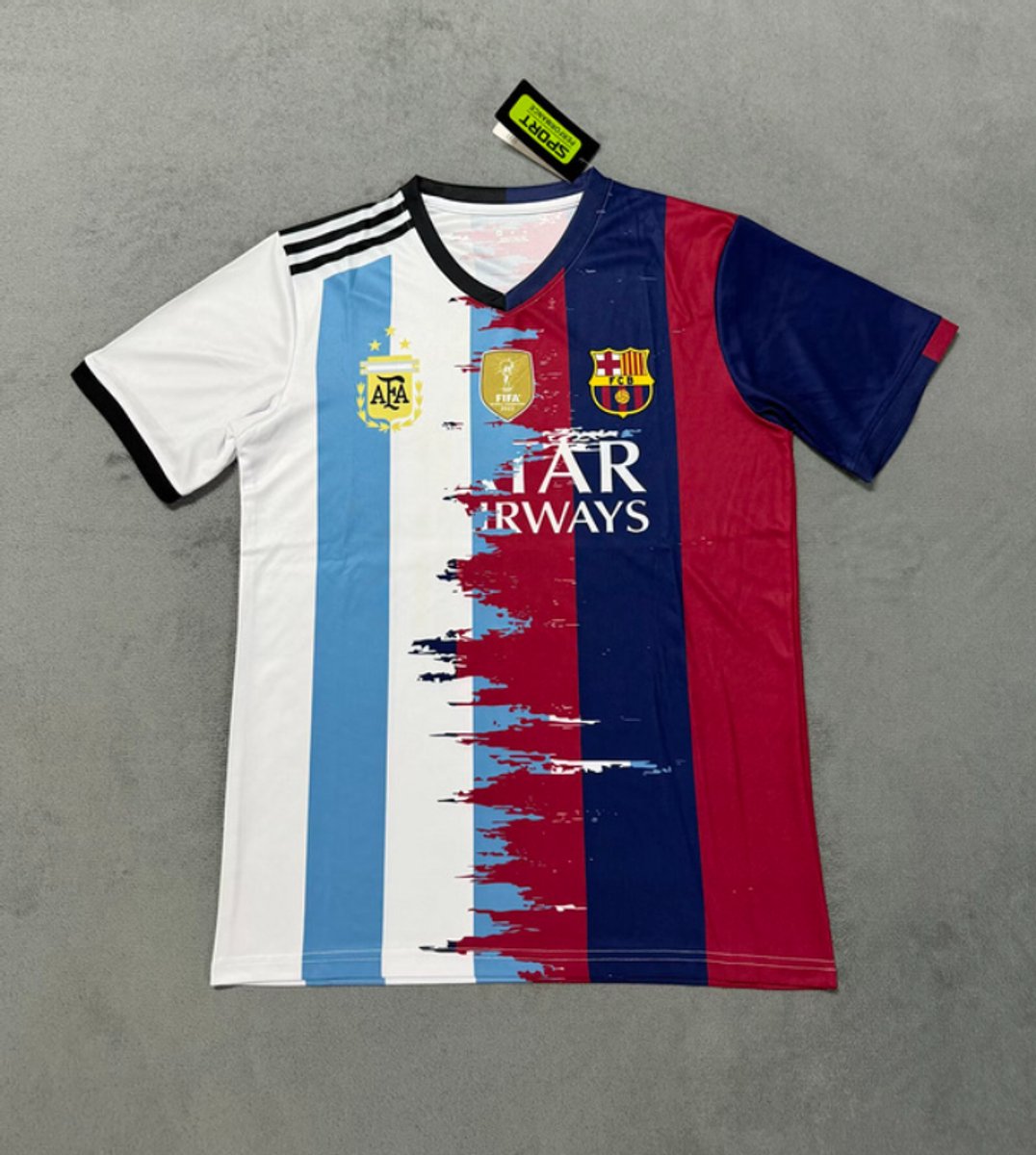 Messi Voetbalshirt - Maat M - Combinatie Argentinië & FC Barcelona - Messi 10 - Jersey Fanshirt