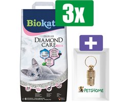 Biokat's Diamond Care fresh 8ltr - Kattenbakvulling - 3 Zakken - Inclusief PetsHome Goudkleurige Adreskoker