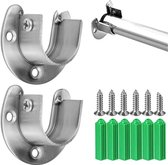 2 stuks Kastroededrager RVS - Voor diameter tot 19 mm Kledingroeden - Kledingstanghouder - Beugel Kledingkast - Plankdrager - Roededrager - Kledingroedehouders - Ronde buishouder voor kastbuizen - Gordijnroede - Voor kleerhangers, douchegordijnroede