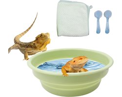 Opvouwbare badkuip voor reptielen met accessoires - Ideaal voor bartagamen, gekko's, hagedissen en schildpadden - Inclusief 2 badborstels en 1 handdoek