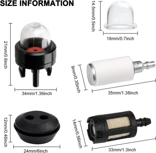 Grasmaaier accessoireset - voor universele brandstofslang, brandstofpomp, brandstoffilter, brandstofleiding, slangring, brandstoftankafdichting - Grasmaaier accessoires - Tuingereedschap - Accessoires van Merkloos	 — afbeelding 2