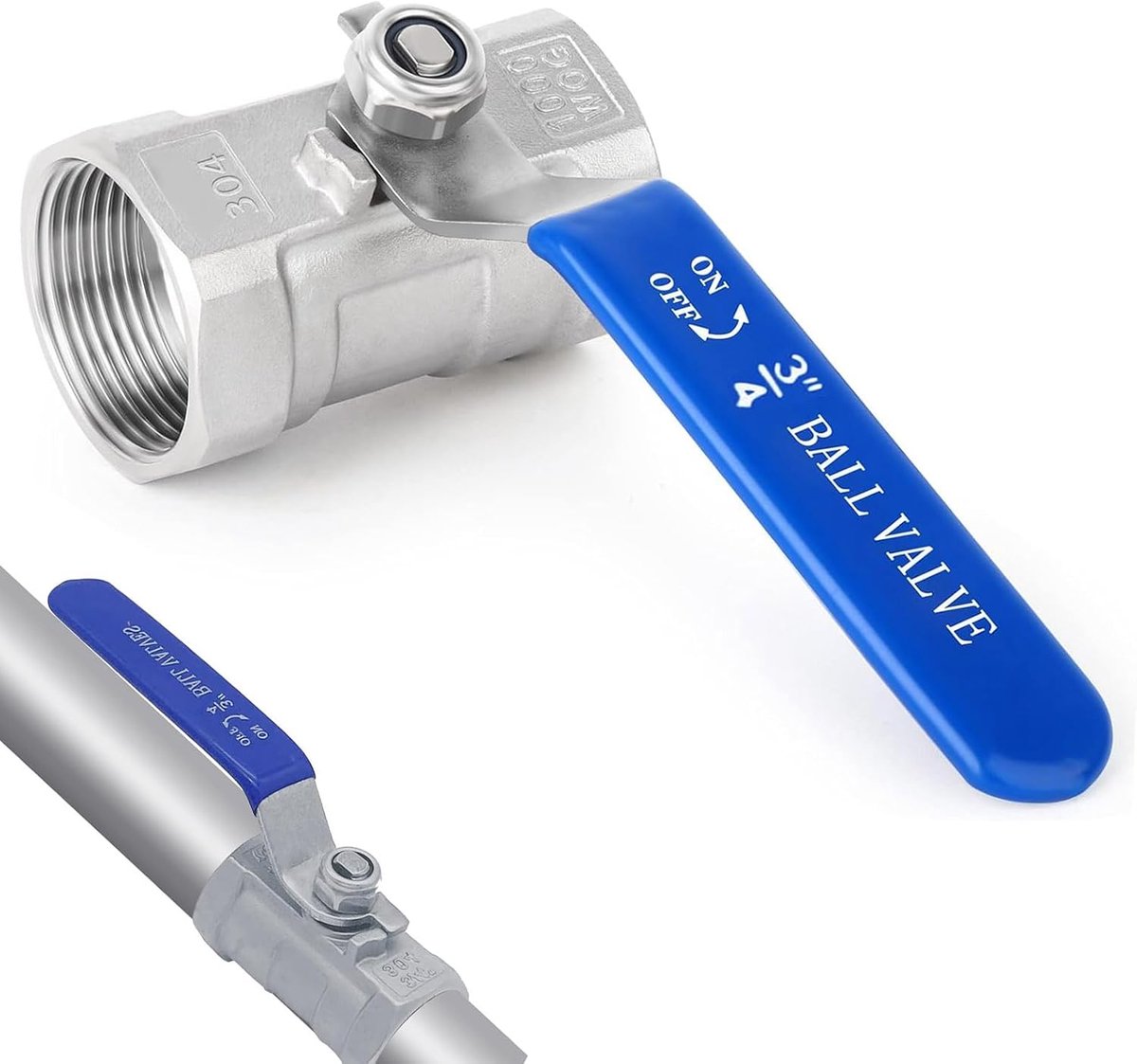 304 roestvrij stalen kogelklep - DN20 - 3/4 inch - tweedelig kogelkraan - volledige aansluiting - brede balklep - rechte schroefdraad - interne draad - verwarmingsklep - waterpijp - schakelaartype