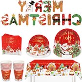 CSYY Kerstfeestservies, 82 stuks, feestaccessoires, papieren