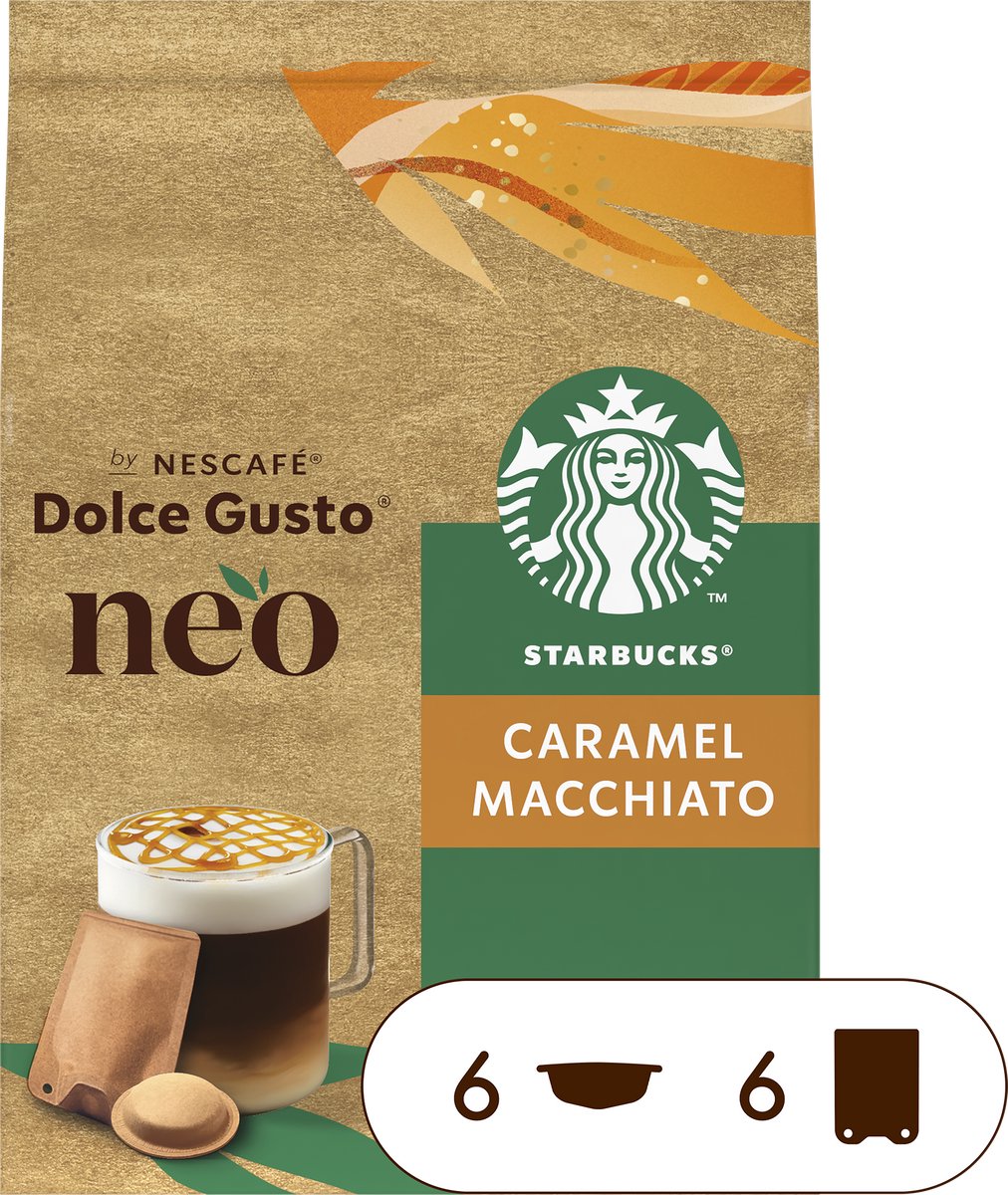 Starbucks by NESCAFÉ Dolce Gusto NEO koffiepads en sachets Caramel Macchiato - 5x 6 pads + 6 sachets voor 6 koppen koffie thumbnail 2