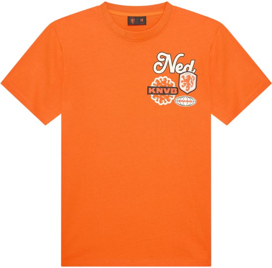 T-shirt homme avec l'écusson de Nederlands Elftal - Taille M - Oranje - KNVB - Maillot - Style de vie - Voetbal - Vêtements de supporters - Merchandise officiel