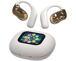 REFTTENW Vertaal oordopjes - AI Vertaler Draadloze Oordopjes – Met Noise cancelling - Draadloze Oordopjes met Vertaalfunctie – 144 Talen – Simultaan Tolken – Met LCD Display – Reiskoptelefoon - Lvoorwit