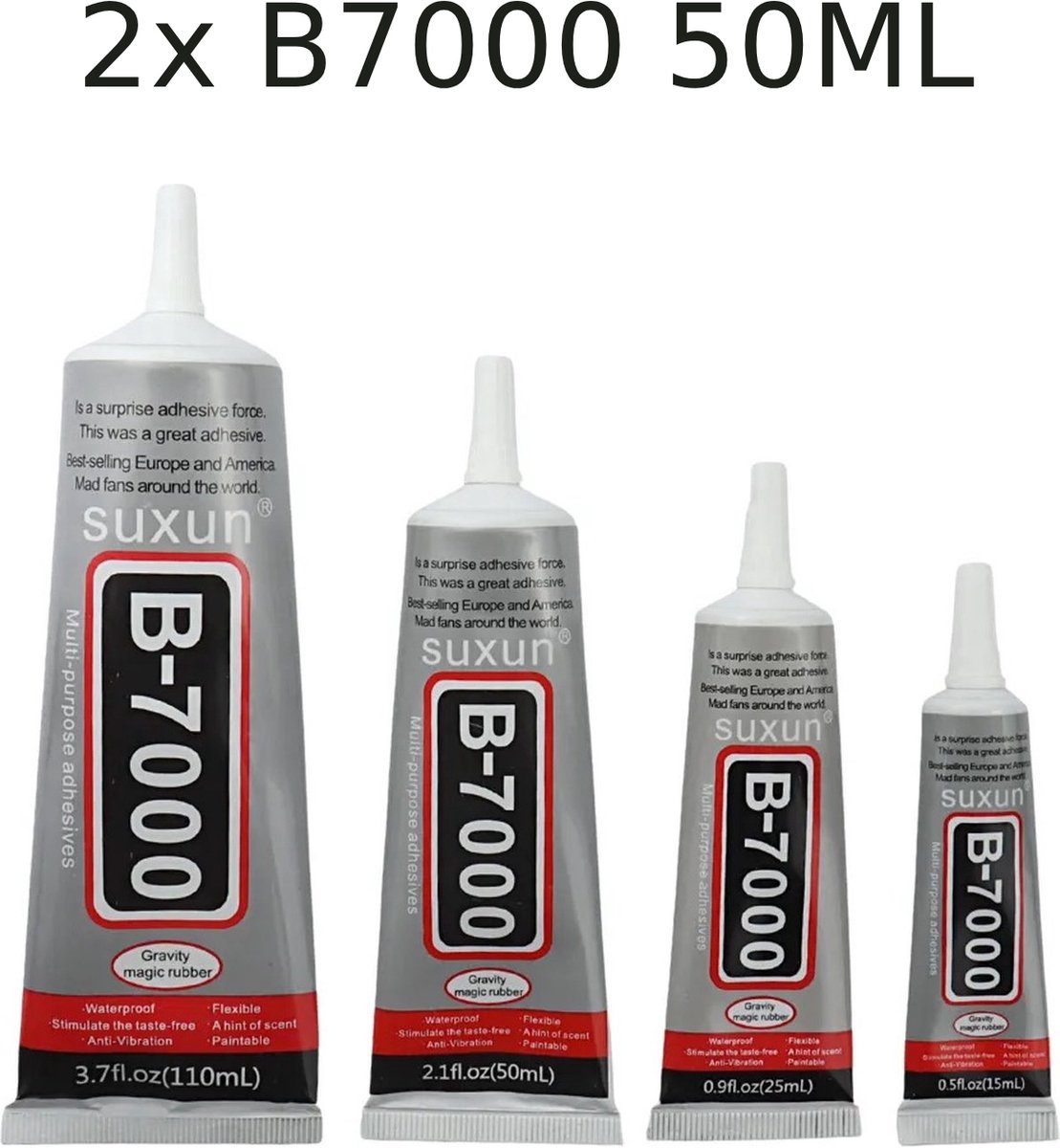 B7000 Lijm 50 ML – Voordeelverpakking (2 x 50 ml) – Voor smartphones, tablets, sieraden en meer
