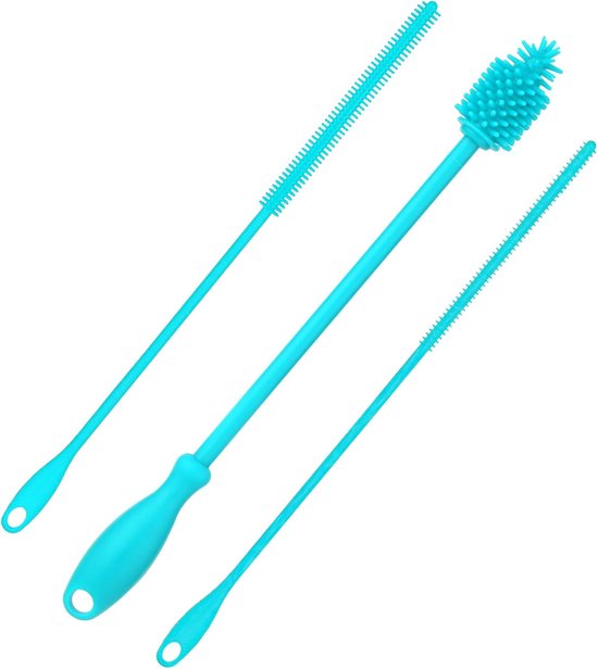 Flessenborstel voor meerdere toepassingen, flessenborstel, lange greep, flessenreiniger voor het wassen van bier, wijn, sport, water, thee, ketel, karaf smalle (5 stuks