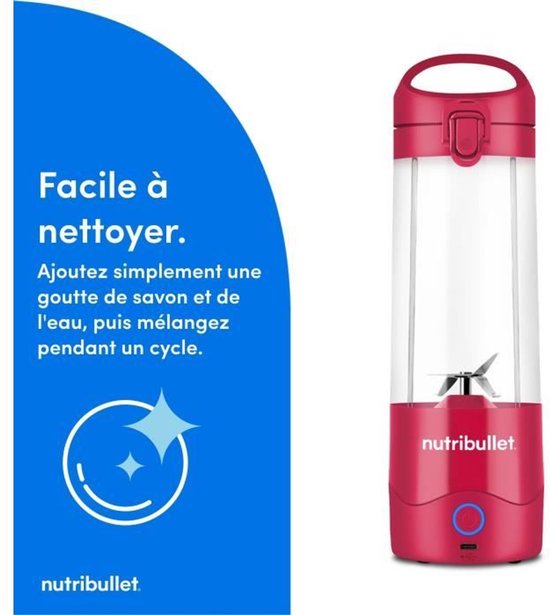 Draagbare blender - NutriBullet - NBP003MA - 70W - 0,475L - Magenta - 1 fles inbegrepen van Merkloos — afbeelding 5