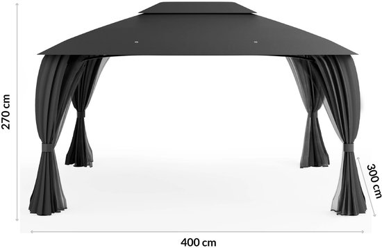 Cape Town Vervangdak voor paviljoen, 4x3 m, waterdicht, in 3 kleuren, paviljoendak 3x4 m met pvc-coating (antraciet